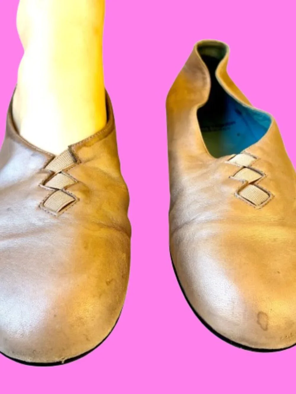 Thierry Rabotin Grace Platinum Gold Metalliic Leather Ballet Flat size 40 9.5